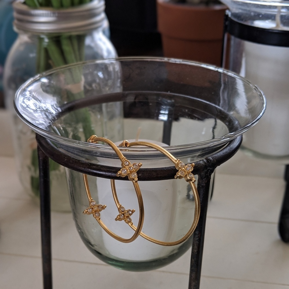 Gold Brush Hoop Earrings - Picture 3 of 6